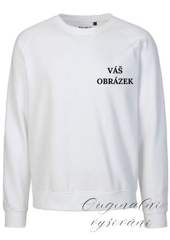 Unisex bílá mikina s výšivkou na přání